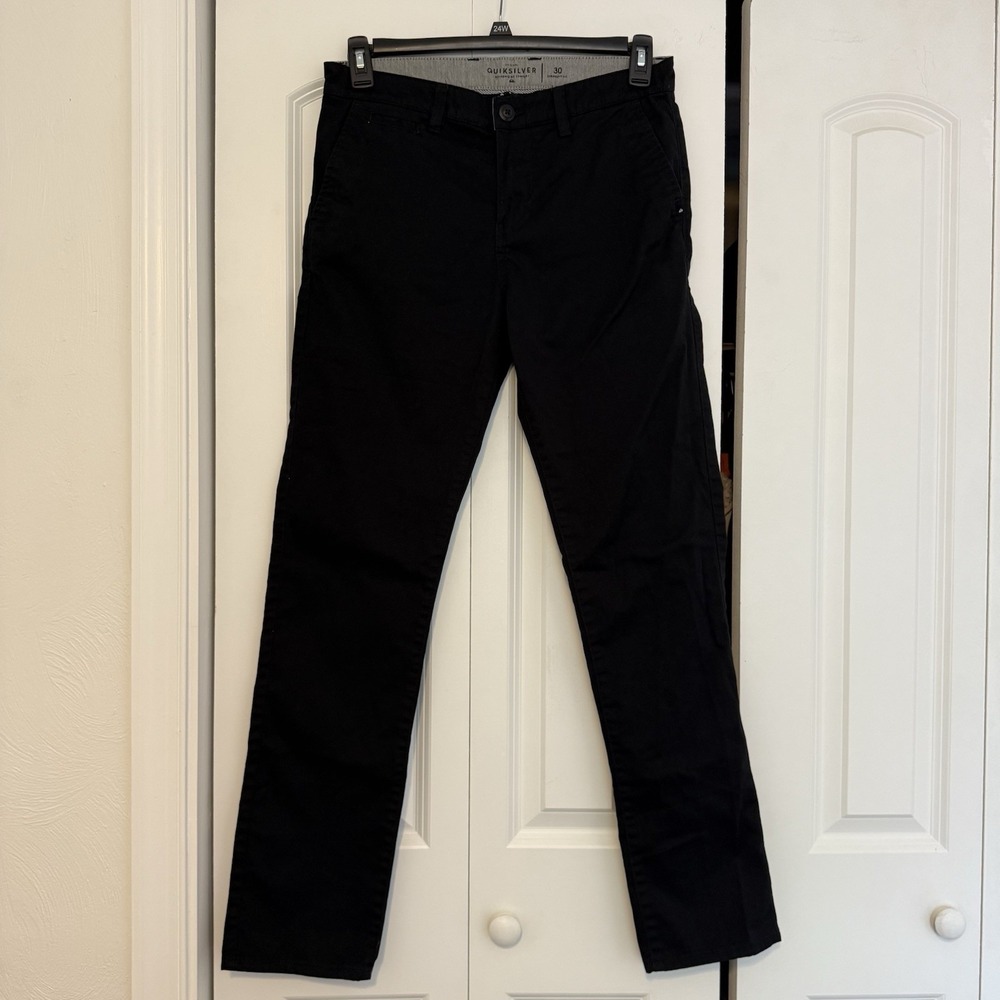 Quiksilver Pants Adult 34 Black Chino Straight Tapered Outdoor Casual Mens 30/32